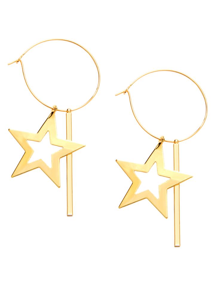 Shein Gold Plated Star Geometric Hoop Earrings