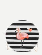 Shein Striped Detail Flamingos Print Chain Bag