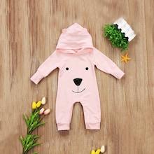 Shein Toddler Girls Cartoon Print Hooded Jumpsuit