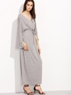 Shein Grey Long Sleeve Drawsting Long Dress
