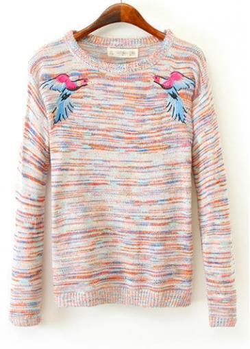 Rosewe Chic Round Neck Long Sleeve Print Design Woman Sweaters