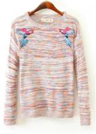 Rosewe Chic Round Neck Long Sleeve Print Design Woman Sweaters