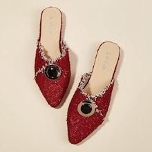 Shein Metal And Tassel Decor Flat Mules