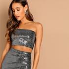 Shein Contrast Sequin Fitted Bandeau Top
