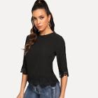 Shein Lace Insert Solid Top