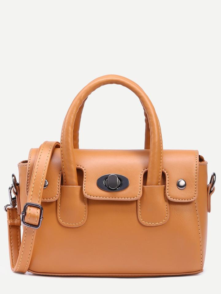 Shein Brown Turnlock Flap Satchel Bag