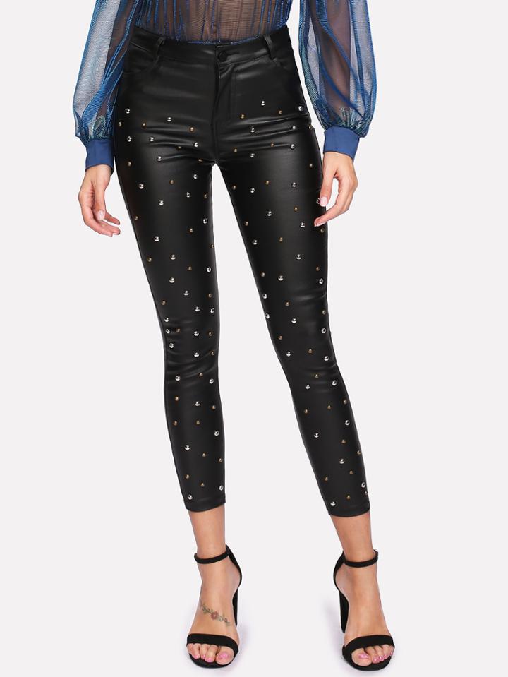 Shein Beaded Pu Pants