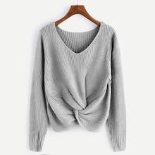 Shein Plus Solid Twist Front Sweater