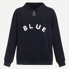 Shein Men Letter Print Half Placket Hoodie