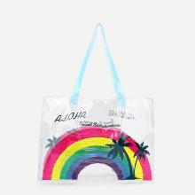 Shein Rainbow Print Clear Tote Bag