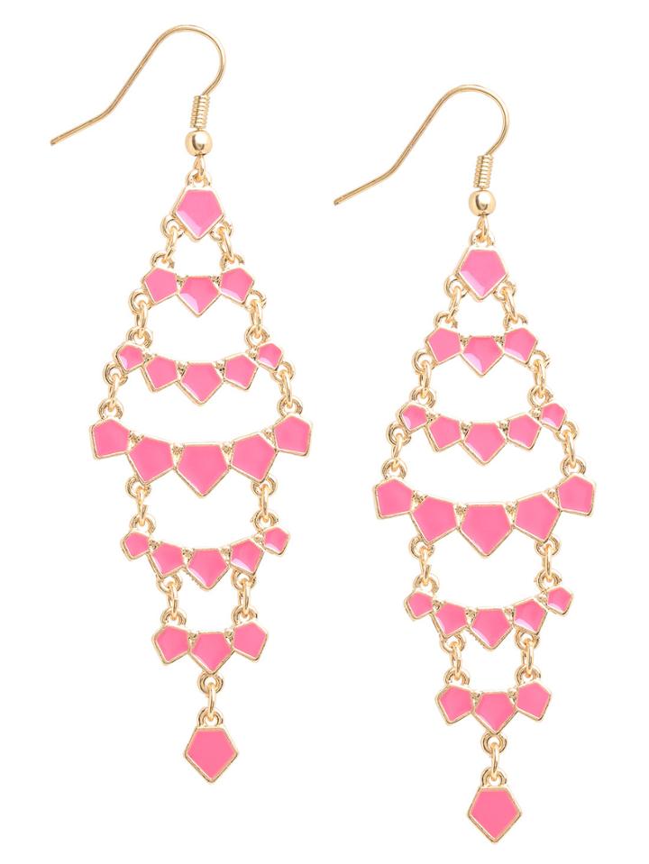 Shein Pink Leaf-shaped Drop Earrings
