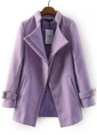 Rosewe Ladylike Turndown Collar Long Sleeve Woman Coat Purple