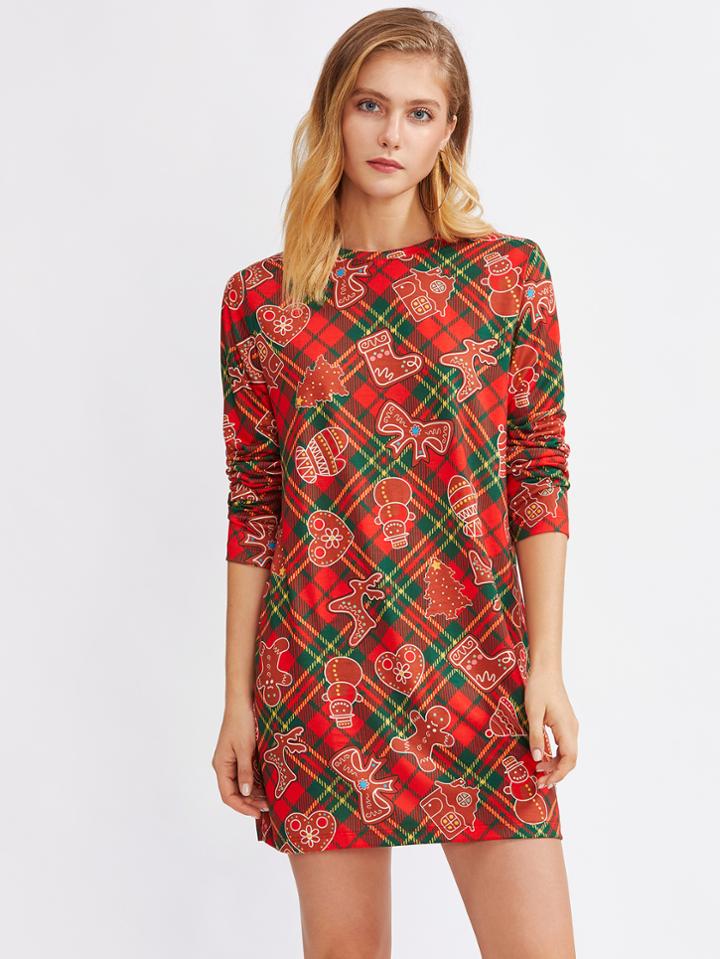 Shein Christmas Print Dress