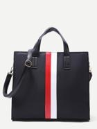 Shein Black Nylon Strap Embellished  Tote Bag With Shoulder Strap