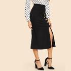 Shein Button Front Slit Hem 30s Bodycon Skirt