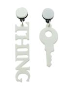 Shein White Key English Alphabet Shape Asymmetrical Earrings
