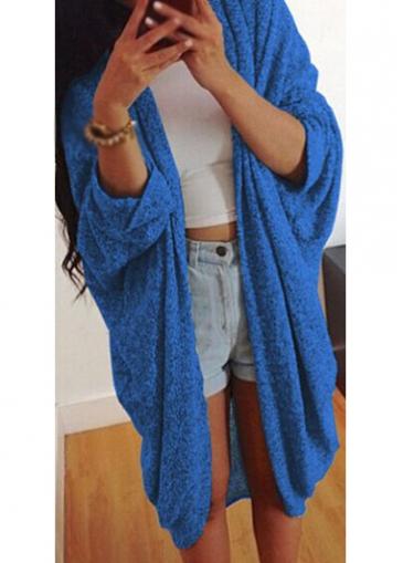 Rosewe Batwing Sleeve Royal Blue Long Cardigan
