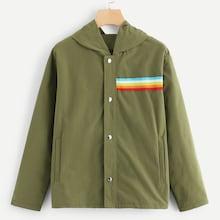 Shein Rainbow Print Tape Panel Hoodie Jacket
