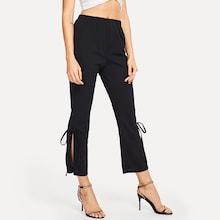 Shein Knot Detail Slit Hem Pants