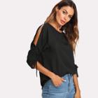 Shein Shirred Drawstring Split Sleeve Top