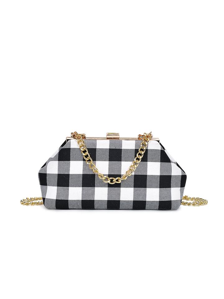 Shein Check Plaid Canvas Chain Bag