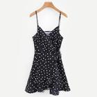 Shein Dotted Ruffle Hem Wrap Dress