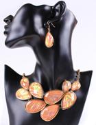 Shein Orange Drop Gemstone Gold Chain Necklace With Earrings