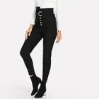 Shein Button Fly O-ring Belted Skinny Pants