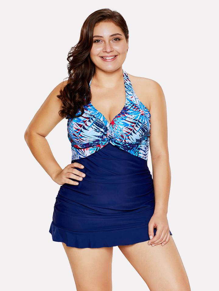 Shein Palm Print Swim Dress Set