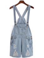 Shein Sky Blue Overalls Pocket Jumpsuits