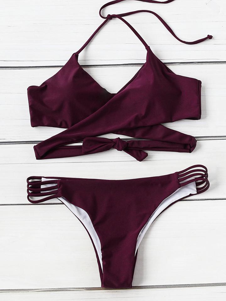 Shein Ladder Cutout Wrap Bikini Set