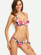 Shein Multicolor Flower Print Bikini Set