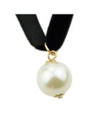 Shein White Velvet Pearl Choker Necklace