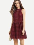 Shein Halter Neck Fit & Flare Lace Dress