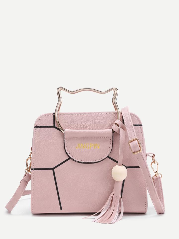 Shein Cat Ear Handle Design Pu Shoulder Bag With Tassel