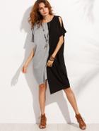 Shein Color Block Asymmetrical Split Sleeve Dress
