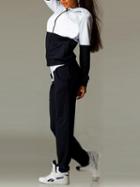 Shein Colour-block Hooded Zipper Sport Sweatshirt With Pant