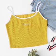 Shein Embroidery Ribbed Knit Cami Top