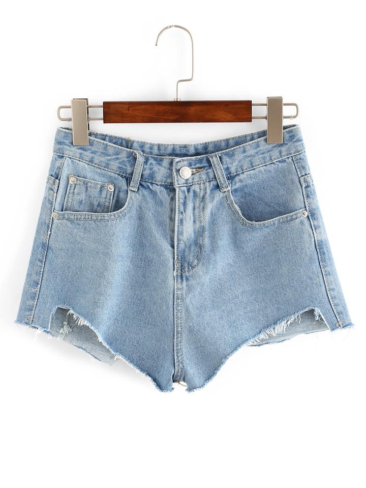 Shein Frayed Light Blue Shorts
