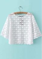 Rosewe Summer Essential Round Neck Short Sleeve White Lace Tees