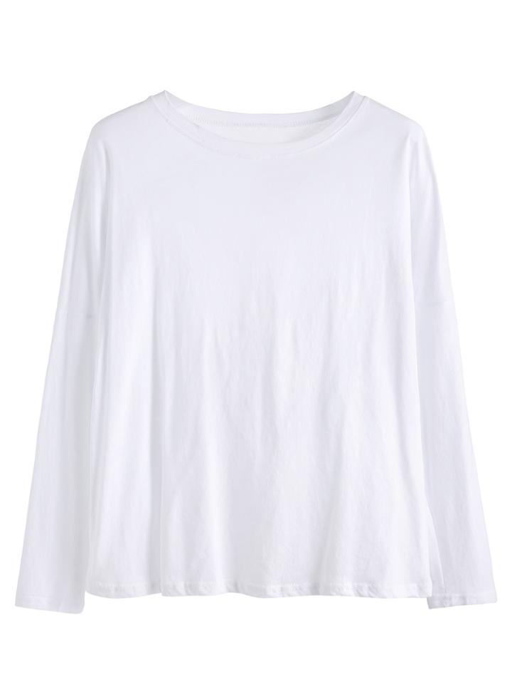 Shein White Drop Shoulder Loose T-shirt