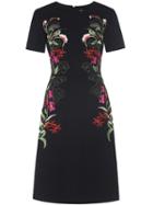 Shein Black Flowers Embroidered Shift Dress