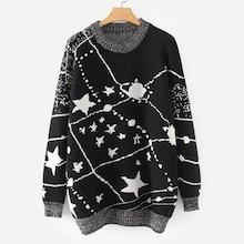 Shein Contrast Trim Galaxy Pattern Jumper