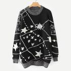 Shein Contrast Trim Galaxy Pattern Jumper