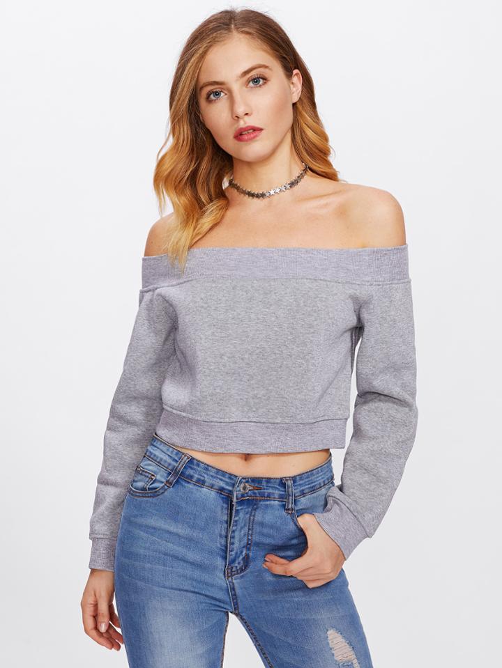 Shein Off Shoulder Crop Sweatshirt