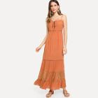 Shein Lace Panel Ruffle Hem Bustier Cami Dress