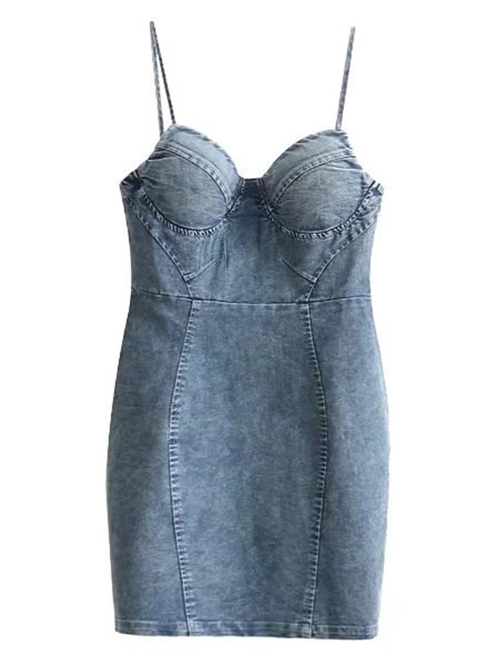 Shein Cami Straps Denim Bodycon Dress