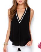 SheIn Black Sleeveless V Neck Vest