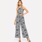 Shein Graphic Print Crop Cami Top With Wide Leg Pants