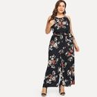 Shein Plus Floral Print Jumpsuit